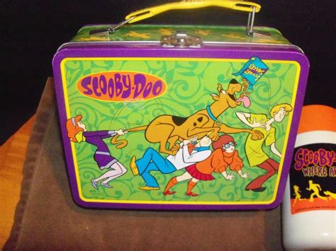 scooby doo small lunch box metal with toy|scooby doo tin lunch box.